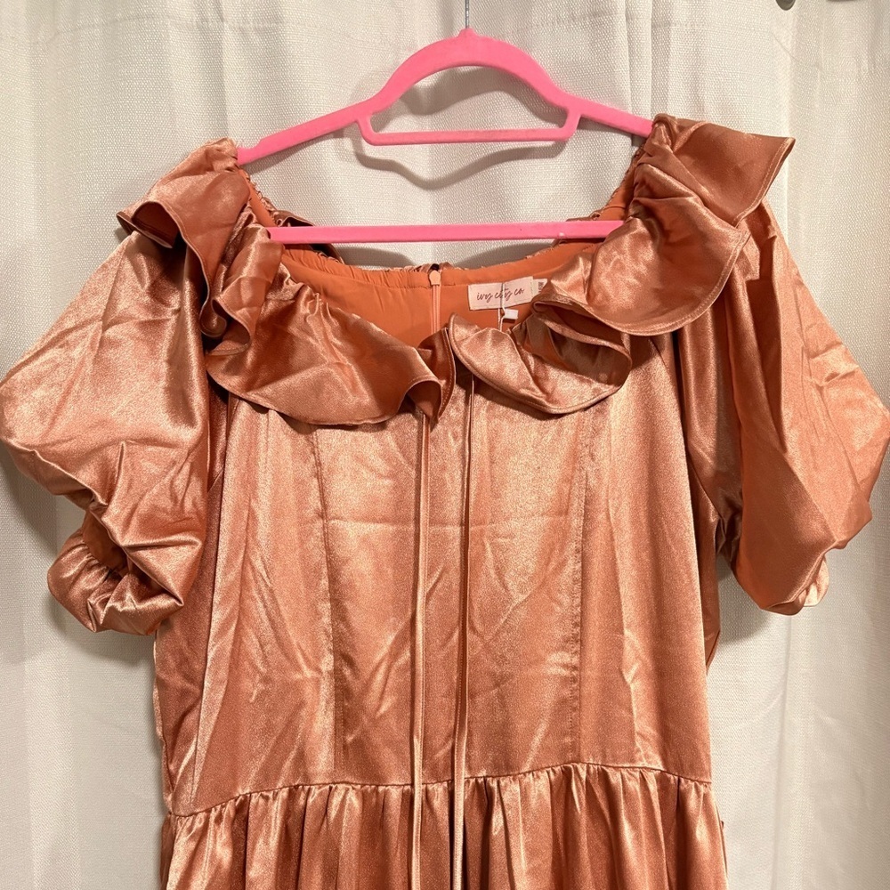 NWT Ivy City Co Apricot Crush Satin Dress - Picture 4 of 6